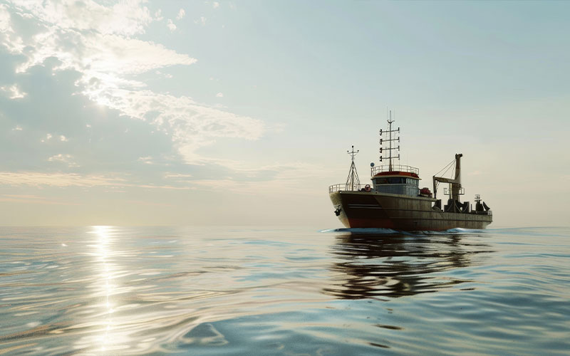 Gran barco pesquero en alta mar.